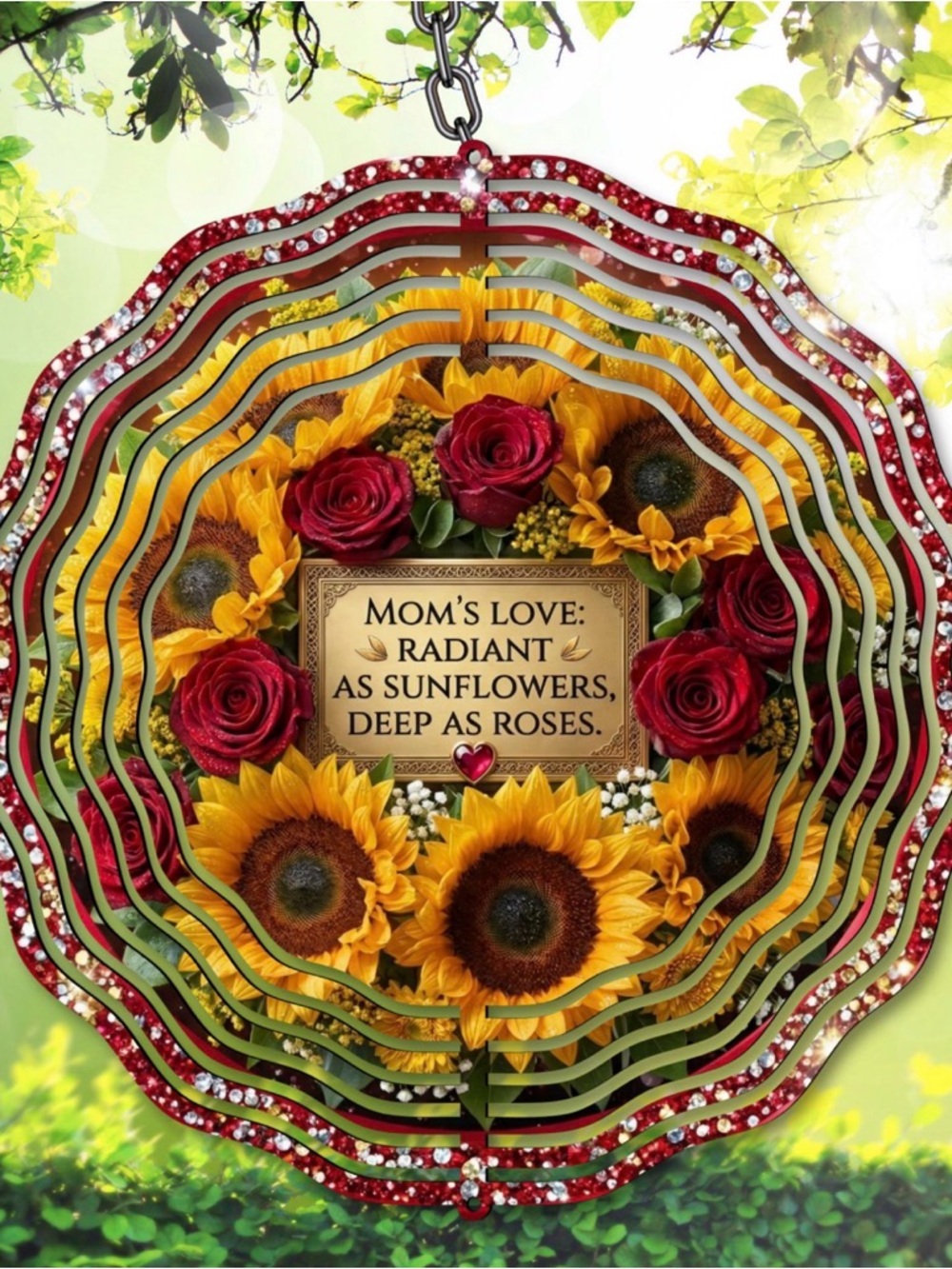Sunflower & Rose Radiant Mom's Love Hanging wind spinner